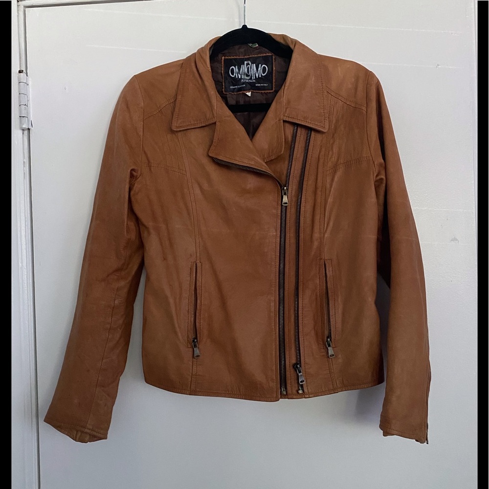 Omiddimo Firenze Brown 💯 Italian Leather Jacket 46